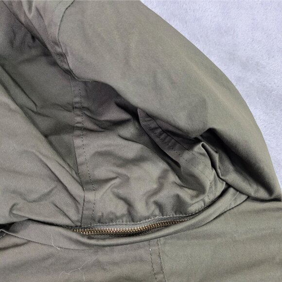 Womens Forever 21 Olive Green Hooded Parka Coat W/ Embroidered Patches Size S - Picture 4 of 8